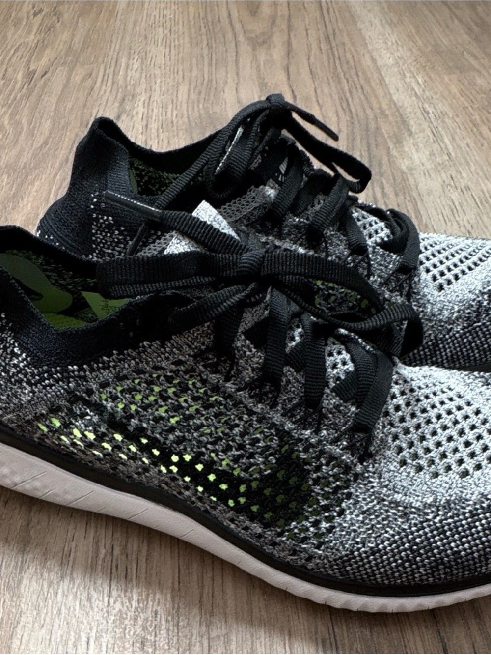 Nike Flyknit Women's Black, Gray and Neon Green Running Sneakers